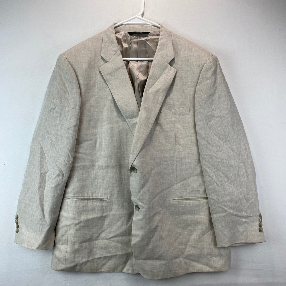 Nordstrom F.lli Ormezzano Linen Blazer Mens 48R Beige 2-Button Sport Coat
